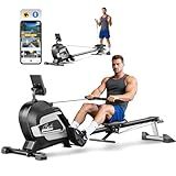 pooboo Rowing Machines for Home, Magnetic Rowing Machine with Adjustable Resistance, Folding Rower Machine of Quiet, 350lbs Weight Capacity, Comfortable Seat Cushion, LCD Monitor, App Support