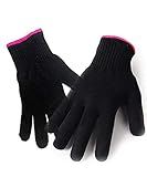 AFT90 2 Heat Resistant Glove for Hair Styling, Curling Iron, Flat Iron and Curling Wand, Black, Pink Edge