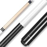 IIQ 2 in 1 Jump Break Stick 23~25oz Heavy Hitter Jump Break Pool Cue Stick 3 Pieces Canadian Maple Wood (Black with White)