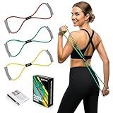 Beatvive Resistance Band Figure 8 Exercise Cord, Fitness Resistance Bands with Handles, Exercise Tube Band for Arm and Shoulder Stretch (Yellow,Green,Red(60lbs))