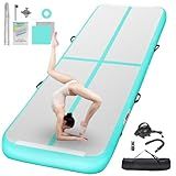 FBSPORT 10ft Inflatable Air Gymnastics Mat Training Mats 4 inches Thickness Gymnastics Tracks for Home Use/Training/Cheerleading/Yoga/Water with Pump