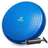ProsourceFit Core Balance Disc Trainer, 14" Diameter with Pump for Fitness, Balance Training, or Seating; Wobble Board for Core Stability; Flexible Floor Cushions for Kids, Blue