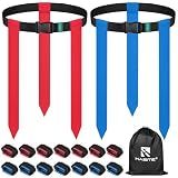 Flag Football Belts - 14 Sets of Adjustable Flag Football Set, Contains 42 Football Flags and Storage Bag, Perfect for Youth Adults and Children To Capture The Flag