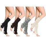 Jspupifip Women Ballet Leg Warmers 4 Pair, Ribbed Knitted Stirrup Legwarmers for Girls, 80s Extra Soft long legwarmers for Yoga Dance Yoga Ballet Dance Figure Skating