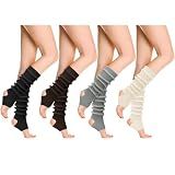 Jspupifip 4 Pairs 80s Leg Warmers Stirrup 4 Color Mix Dance Socks Set