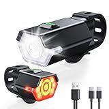 Zewdov 3+6 Modes Bike Lights for Night Riding with Side Light, Rechargeable & IP65 Waterproof Bicycle Light, Bike Headlight and Tail Light Set for Road/Mountain/Kids Bike Cycling Accessories