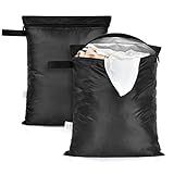 OTraki 12x16 inch Wet Bag 2Pcs Waterproof Swim Bag for Wet Clothes Small Swimsuit Dirty Clothes Laundry Bag Travel Machine Washable for Gym Beach Pool, Oxford Cloth with Handle & Zippered, Black