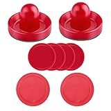 Inscool Air Hockey Accessories, 2-Pack Pushers, 2-Pack 3.25-Inch Pucks, 4-Pack 2.5-Inch Pucks, Red