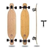 Magneto Drop-Thru Longboard - Smooth Bamboo Cruiser Deck - Dynamic Carving Longboard Trucks - Bamboo & Fiberglass Flex - 42 in x 9 in, Natural, Unisex Adult