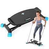 MERACH Slide Steppers for Exercise at Home, Mini Stair Stepper with Resistance Bands, Balancing MachineMachine for Full Body Workout, 300 LBS Loading Capacity Exercise Equipment(Black)