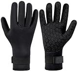 3mm Neoprene Gloves Diving Gloves Wetsuit Gloves, Anti Slip Fishing Gloves Surfing Glove with Adjustable Wrist Strap, Water Proof Gloves Pool Glove Swim Gloves Ice Fishing Gloves (Black, Large)