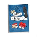 Sole Inspired Boxing Birthday Card – Blue Happy Birthday Card for Fighters and Gym Lovers