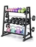 Leteuke 3 Tier Dumbbell Rack Stand Only, 1300LBS Heavy Duty