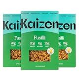 Kaizen Low Carb Keto Pasta Fusilli - High Protein (20g), Gluten-Free, Keto-Friendly (6g Net), Plant-Based Lupini Noodles made w/High Fiber Lupin Flour - 8 ounces (Pack of 3)
