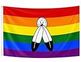 MTTUOU Two Spirit Rainbow Pride Flag 3x5ft Vivid Color LGBTQ+ Community Banner Gay Lesbian Bisexual Transgender Flag For Pride Month Events Parades Party Decor