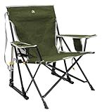 GCI OUTDOOR Kickback Rocker Camping Chair | Portable Folding Rocking Chair with Durable Armrests, Drink Holder & Relaxed Lowered Seat for Comfort — Loden Green