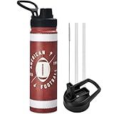 Football Water Bottle, 24 oz Insulated Stainless Steel Sports Bottle with Straw, Football Stuff Gifts for Boys