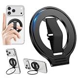 CloudValley Magnetic Phone Grip Holder for MagSafe, Slim Removable [Soft Finger Strap] Ring Stand Kickstand for iPhone 18/17/16/15/14/13/12 Series Compatible with Mag Car Mounts, Black