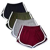 Cameway 4 Pack Women's Cotton Yoga Dance Short Pants Sport Shorts Summer Athletic Cycling Hiking Sports Shorts L Black
