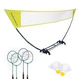 EastPoint Easy Setup Badminton Set - 5 ft Tall & 15 ft Wide, 4 Rackets, 2 Shuttlecocks - Quick Setup Net for Outdoor Games - Official Steel Shaft Rackets - Durable Shuttlecocks for Outdoor Activities