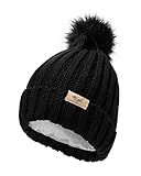 Curly Girl Method Approved Satin Lined Beanie for Women with Pom, Winter Hat for Natural Curls, Curly Hair and Frizz Control