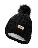 Curly Girl Method Approved Satin Lined Beanie for Women with Pom, Winter Hat for Natural Curls, Curly Hair and Frizz Control