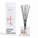 BITSOTA Reed Diffuser Set, Vanilla & Sandalwood 3.52 oz (100ml) Scented Diffuser with Sticks Home Fragrance Reed Diffuser for Bathroom Shelf Decor, Ideal Gift for Woman