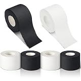 Hiboom 4 Pcs Athletic Wrist Tape, 1.5 in x 33 ft Wrap Tape(Black, White) | Pre Wrap Tape, Finger Wrist Sports Wrap Soccer, First Aid Injury Wrap, No Sticky Residue, Easy Tear, Sboxing Training Use