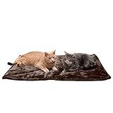 Furhaven ThermaNAP Self-Warming Cat Bed for Indoor Cats & Large/Medium Dogs, Washable & Reflects Body Heat - Quilted Faux Fur Reflective Bed Mat - Espresso, Large