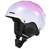 Odoland Ski Helmet, Shinning Snowboard Adult Helmet, 10 Cooling Vents, Dial Fit Snow Helmet for Women Men with ABS Shell, Safety-Certified, Goggles Compatible,Fantasy Pink,M