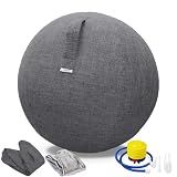 TokSay Exercise Ball Chair for Home Office - 25IN Yoga Ball with Leathaire Cover - Anti-Burst Stability Ball for Pregnancy, Balance & Active Sitting - Pump Included (Black)