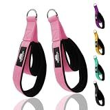 Lights Mountain Durable Pilates Double Loop D-Ring Straps - Padded Handles for Reformer, Yoga & Home Gym Workouts (Pink M)