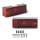 Wellmax LED Boat Trailer Lights, Submersible Marine Waterproof Tail Lights | 12V Tail & Turn Signal, DOT Compliant, Sealed Acrylic Lens, Low Profile Rectangular, for Boats, RV & Utility Trailers