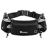 Number-one Running Belt with Water Bottles(2 x 175ML), Hydration Belt Waterproof Waist Pack Bag Fits iPhones Adjustable Sports Waist Pouch for Marathon Running Hiking Cycling, Black