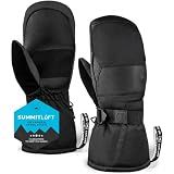 Ski Mittens - Waterproof Snow Mittens for Women & Men - Insulated Winter Snowboarding Gloves for Extreme Cold Weather - Skiing & Snowboard Thermal Mitts for Adults - Black (Medium/Large)