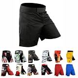 ROAR-INT MMA Fight Shorts Grappling Kickboxing Muay Thai Shorts BJJ Gym Training Running Athletic Wrestling Shorts (US, Alpha, Large, Regular, Regular, Simple-Black, Regular Fit)