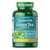Puritan's Pride Green Tea Standardized Extract 315mg, Dietary Herbal Supplement for Antioxidant Health Support, EGCG, 3 Month Supply, 200 Rapid Release Capsules
