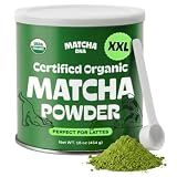 Matcha DNA Organic Matcha Powder - XXL 16oz TIN – Matcha Green Tea - USDA Organic Gluten-Free Vegan, Unsweetened No Additives - Everyday Green Macha Powder Tea for Lattes, Smoothies, Baking & Recipes
