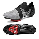 Unisex Cycling Shoes Compatible with Peloton Bike & SPD Indoor Road Riding Biking Bike Shoes with Delta Cleats Included for Men Women Grey M8.5