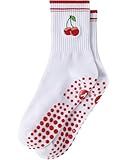 Yawlsow Pilates Grip Socks for Women Yoga Grippy Socks Cute Barre Non Skid Athletic Crew Sticky Sock Workout Hospital (US, Alpha, One Size, Regular, Regular, 1 Pack)