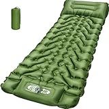Oramoose Camping Sleeping Pad, Backpacking Sleeping Pad with Built-in Pillow and Foot Pump, 4in Thick Compact Inflatable Camping Air Mattress for Hiking Tent Road Trip Car Camp Travel Gear