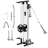 Wall Mount Cable Station – Dual Pulley Cable Crossover Machine with 18 Adjustable Positions, 400LBS Capacity Functional Trainer for Home Gym Strength Training