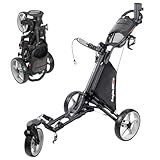 Caddytek CaddyLite One Swivel V8 Golf Push Cart - 3 Wheel Lightweight Folding Trolley with 360° Swivel Front Wheel, Cooler Basket, Umbrella and Drink Holder, Adjustable Handle