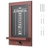 VioraWhite Dart Scoreboard for Cricket and 01 Darts Games Darts Holder Wall Mount Wood Dartboard Accessories(Walnut Wood Trim,Bottle Opener Included)