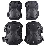 AOUTACC Combat Knee & Elbow Protective Pads Set One Size(Black)