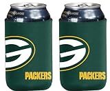 Football Can & Bottle Holder Insulator Beverage Huggie Cooler (Green Bay Collapsible Can 2-Pack (Packers))