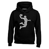 shop4ever Basketball Player Dunk Silhouette Word Cloud Hoodie Sweatshirts Large Black