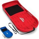 GoSports 2 Person Premium Snow Sled with Double Walled Construction, Pull Strap and Padded Seat - Red