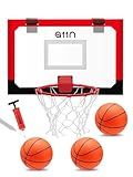 A11N Sports Mini Indoor Basketball Hoop Set, Over The Door Basketball Game Set with Foldable Rim, 3 Balls & Pump, Ideal for Bedroom, Office, Dorm, or Gifts