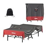 Rosefray Ping Pong Table Cover,420D Waterproof Heavy Duty Table Tennis Table Covers Fits 9 x 5 FT Both Folding & Flat Tables for Indoor Outdoor Use with Paddles Storage Bag Blk/Red